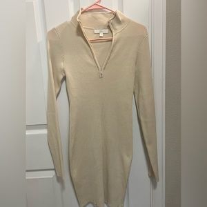 Half Zip Cream Sweater Dress - Klesis NWOT